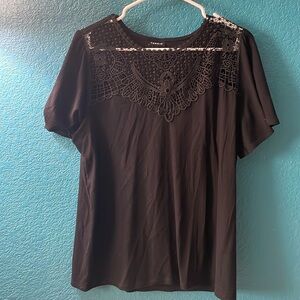Lovely black top with lace detail from torrid. Size 0 (plus).